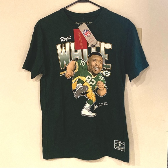 NWT Mitchell & Ness Green Bay Packers Reggie White Throwback T-Shirt Size Medium - Picture 2 of 6
